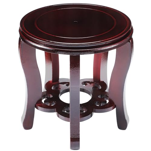 Colingmill 11 Inch Wooden Oriental Plant Stand Chinese Vase Pot Display Stand Round Asian Style Wood Tall Planter Display Fishbowl Fish Tank Traditional Base for Home Indoor Outdoor Decoration