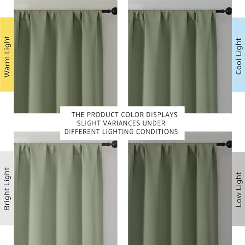 Sally Sage Green Blackout Curtains 96 Inches Long 2 Panels Set for Bedroom Living Room, Solid Thermal Insulated Privacy Room Darkening Window Treatment Drapes, 2 Pcs Each W50 x L96 Inch, Sage - color: Sage Green, size: 50"W x 96"L (Pack of 2)