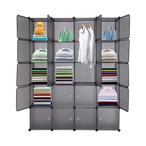 VINGLI Cube Storage Organizer, Plastic Closet Cabinet, DIY Plastic Modular Book Shelf Unit, Cube Shelves with Doors and Hanging Rods