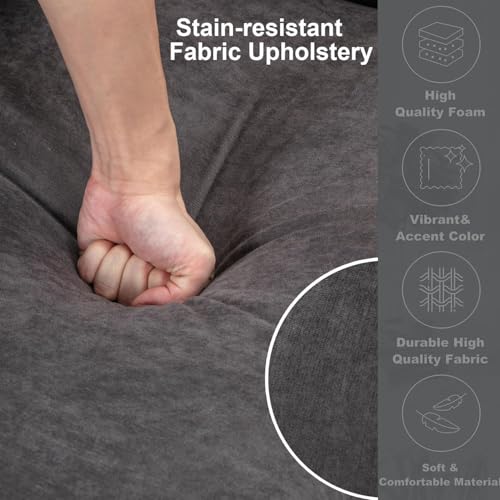 asunflower Modular Couch with Storage 25.19" Deep Seat Storage Couch Comfy Fabric Dark Grey Modular Sofa with No Arms Middle Module for Sectional Sofa with Reclining Back