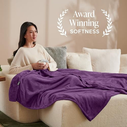 Bare Home Fleece Blanket Luxury Microplush (Full/Queen, Plum) | Ultra-Soft Lightweight Blanket for Bed, Sofa, and Couch, Cozy & Warm Blanket - color: 16 - Plum, size: Full/Queen