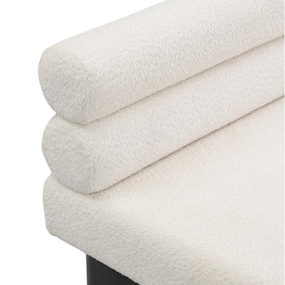 Christopher Knight Home Wally Boucle Upholstered Dining Bench, Modern Large Dining Room Chair, Entryway Ottoman Bench, Bedroom End of Bed Seating, Armless Desing and Wooden Frame, Milky White+Black - color: Milky White+black