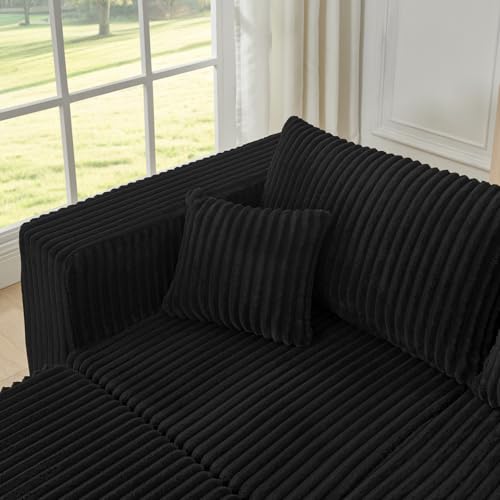 Geelife Compact Modular Sectional Sofa - Black - Minimalist Design - Family-Friendly - Space-Saving for Small Living Rooms