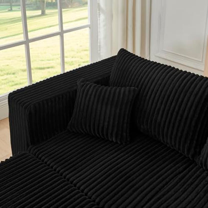 Geelife Compact Modular Sectional Sofa - Black - Minimalist Design - Family-Friendly - Space-Saving for Small Living Rooms