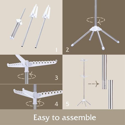 Beaudaily Clothes Drying Rack, Foldable 74.8-Inch Laundry Drying Rack, Indoor 2 Tier Drying Rack Clothing with Rotatable Arms, Stainless Steel, Holds 54 Pieces, Space Saving, White and Silver - color: White + Silver, size: 2-Tier
