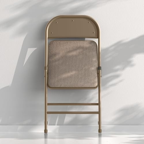 Nazhura 4 Pack Folding Chairs, Fabric Dining Chair Set with Padded Cushion and Back, Indoor Outdoo Seat for Home Office Events Wedding Party (Oatmeal Strip Fabric Seating) - color: Oatmeal Strip Fabric