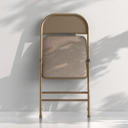 Nazhura 4 Pack Folding Chairs, Fabric Dining Chair Set with Padded Cushion and Back, Indoor Outdoo Seat for Home Office Events Wedding Party (Oatmeal Strip Fabric Seating) - color: Oatmeal Strip Fabric
