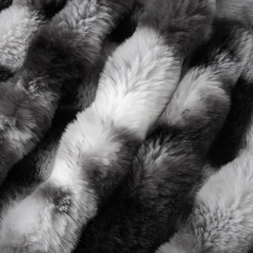 Faux Fur Throw Blanket, Ultra Soft Fuzzy Plush Bubble Blanket for Couch, Bed & Living Room, 60"x80", Tie-dye Black - color: Tie-dye Black, size: 60" x 80"