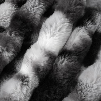 Faux Fur Throw Blanket, Ultra Soft Fuzzy Plush Bubble Blanket for Couch, Bed & Living Room, 60"x80", Tie-dye Black - color: Tie-dye Black, size: 60" x 80"