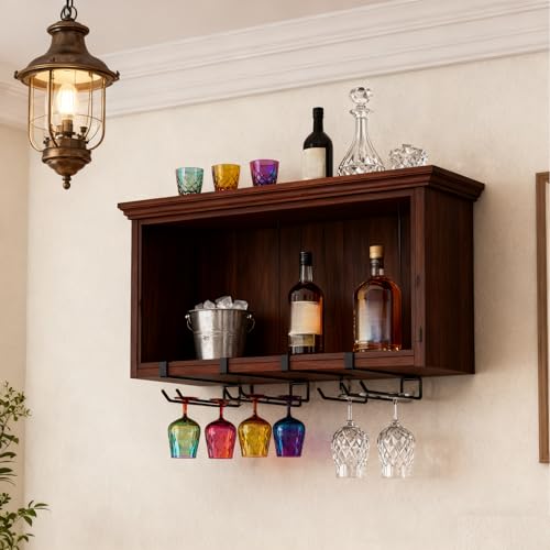 Wine Glass Holder Under Cabinet 2PCS, Stemware Rack Hanger Under Cabinet Wine Glass Rack Kitchen Hanging Storage Rack Organizer, Black