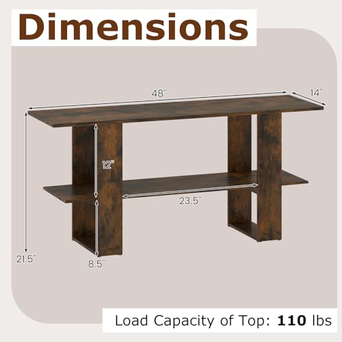 GIANTEX Modern TV Stand for 55 Inch TV, Entertainment Center with Open Storage Shelf, Wood Media Console Table for Living Room Bedroom Entryway, Rustic Brown - color: Rustic Brown