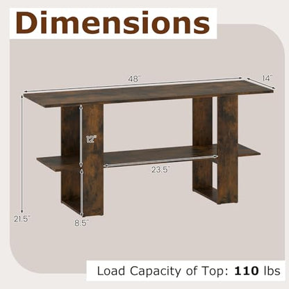 GIANTEX Modern TV Stand for 55 Inch TV, Entertainment Center with Open Storage Shelf, Wood Media Console Table for Living Room Bedroom Entryway, Rustic Brown - color: Rustic Brown