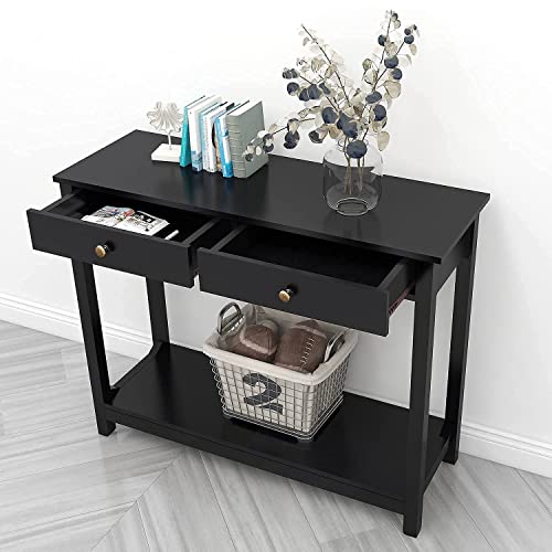TaoHFE Black Console Table, 39.4"x11.8"x31.5"(L*W*H) - color: Black