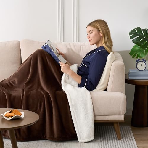 Casual Living Cal King Sherpa Blanket, Reversible Fleece, 108" x 90", Brown | Cozy Sherpa Reverse, Oversized Coverage, Guest & Master Bedroom Ready, Hypoallergenic, Washable, Year-Round Comfort - color: Brown, size: King 108 x 90-inch