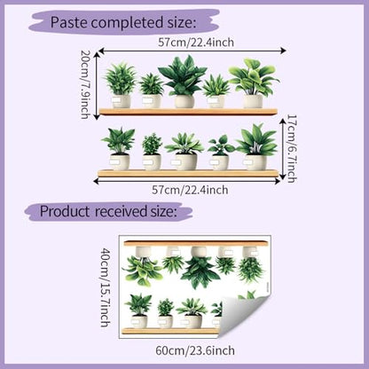 Green Plant Wall Decals 3D Bonsai Tropical Betterfly Wall Sticker Creative Vinyl Peel and Stick Removable Wall Art Decor for Living Room Bedroom Home Office (Green Plant 2) - style: Green Plant 2