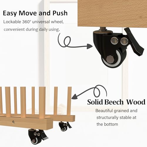 Art Storage Rack on Wheels, Wood Drying Stand for Canvas & Art | Art Supply Organizer, Studio Storage Cart, Craft Drying Rack, Space Saving, Rolling Stand, Gallery Display, Portable Art Rack