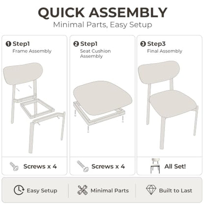 Dining Chairs Set of 2, Modern Upholstered Fabric Kitchen Chairs | Textured Fabric, Curved Back, Upholstered Seat, Metal Frame, Dining Room, Kitchen, Breakfast Nook, Restaurant,Brownish yellow - color: Brownish Yellow, size: Set of 2