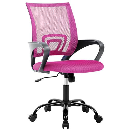 BestOffice Office Chair Ergonomic Cheap Desk Chair Mesh Computer Chair Lumbar Support Modern Executive Adjustable Stool Rolling Swivel Chair for Back Pain (Pink) - color: Pink, size: 1 Pcs