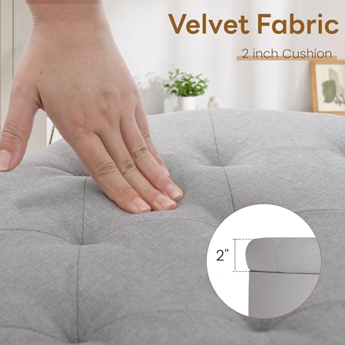 18" Round Storage Ottoman with Reversible Tray Top,Tufted Footrest Stool for Living Room,Bedroom or Office,Gray - color: Gray-17.7"