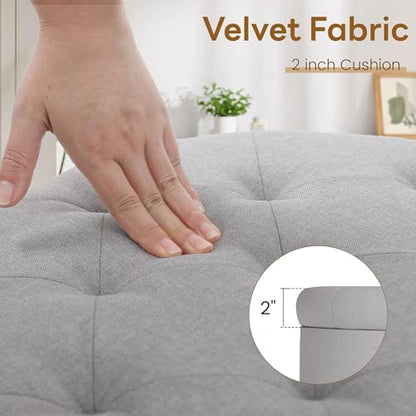 18" Round Storage Ottoman with Reversible Tray Top,Tufted Footrest Stool for Living Room,Bedroom or Office,Gray - color: Gray-17.7"