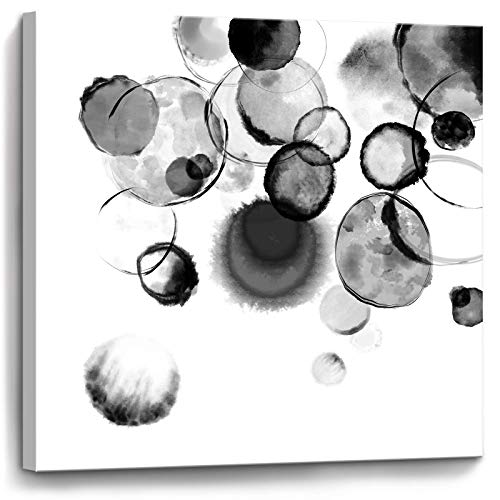 Bathroom Decor Wall Art Black and White Bubbles Prints Pictures Framed Canvas Artwork Wall Art for Bedroom Kitchen Office Modern Ink and Wash Painting Decorations Size 14x14 inches Ready to Hang - color: White, size: 14"L x 14"W