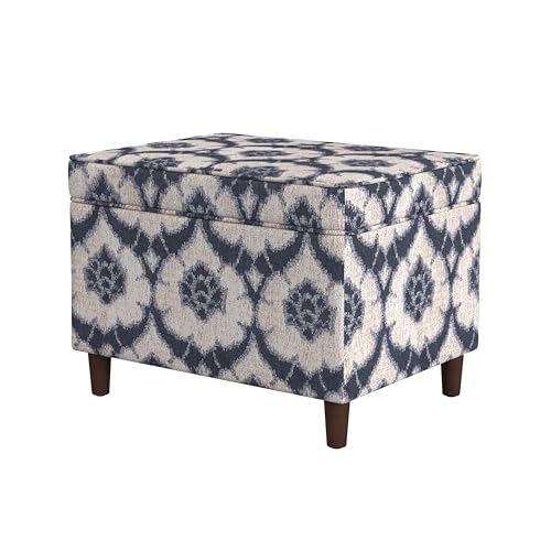 Spatial Order 24" Dinah Collection Storage Ottoman - Blue Medallion Print - color: Blue Medallion Print