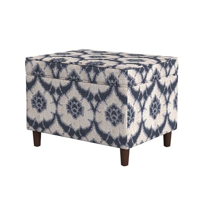 Spatial Order 24" Dinah Collection Storage Ottoman - Blue Medallion Print - color: Blue Medallion Print