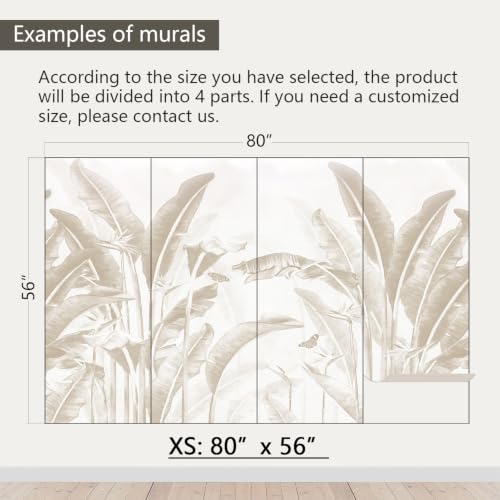 AFZEVEB-Tropical Banana Leaf Peel and Stick Wallpaper Walls Mural - color: X809, size: 80" x 56"