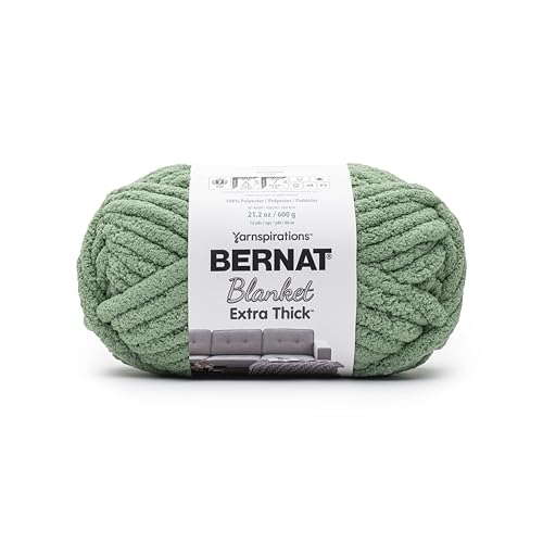Bernat Blanket Extra Thick Green Frost Yarn - 1 Pack of 21.12oz/598.74g - 100% Polyester - #7 Jumbo - 72 Yards - Chunky Yarn for Hand Knitting, Crocheting, Crafts & Amigurumi - color: Green Frost, size: 1 Pack, style: Extra Thick