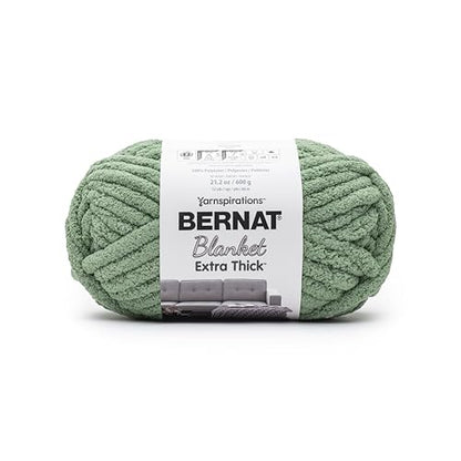 Bernat Blanket Extra Thick Green Frost Yarn - 1 Pack of 21.12oz/598.74g - 100% Polyester - #7 Jumbo - 72 Yards - Chunky Yarn for Hand Knitting, Crocheting, Crafts & Amigurumi - color: Green Frost, size: 1 Pack, style: Extra Thick