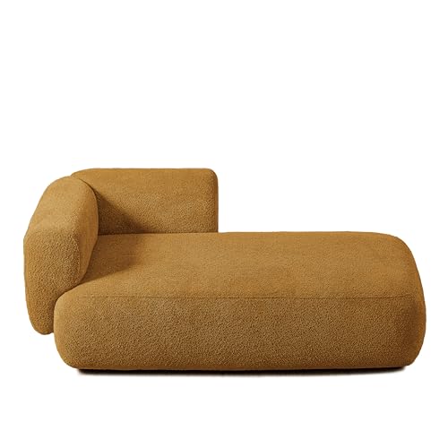 ERYE Boucle Upholstered Right Facing Chaise Lounge Indoor for Living Room Bedroom,Comfy Single Chaise Lounge Modern Leisure Recliner Sleeper Sofa Daybed, Easy Assemble - color: Orange/R