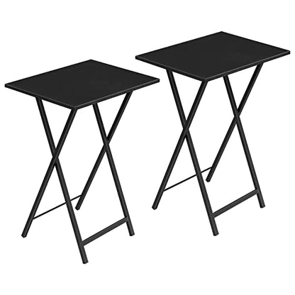 HOOBRO Folding TV Tray Tables, Set of 2 Side Tables for Small Space, Industrial Snack Desk for Eating at Couch, Stable Metal Frame, Easy Assembly, Space Saving, Black BK25BZ01 - color: Black