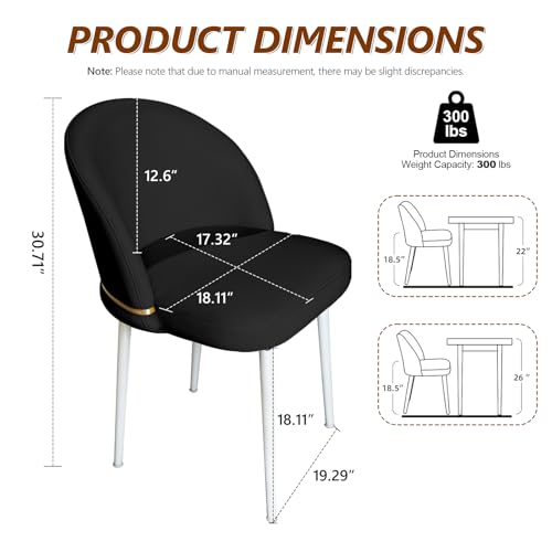 JPBSTO Swivel Vanity Chair No Wheels, Armless Desk Chair with Metal Legs, Accent Dining Chair with Ergonomic Backrest for Bedroom, Office, Dining Room, Black - color: Black, size: Set of 1