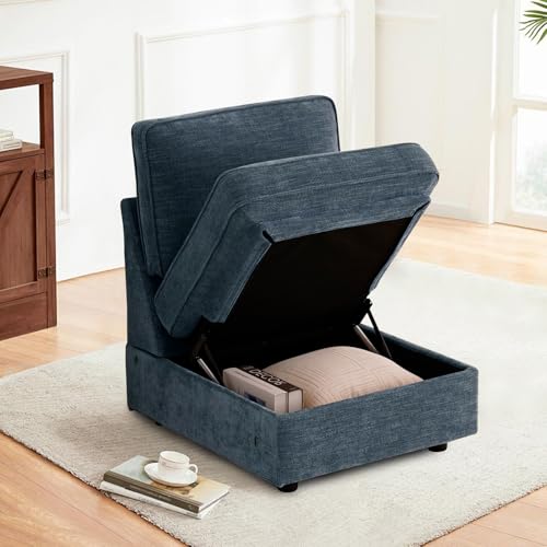 Middle Seat with Storage, Modular Sofa Couch, Blue - color: Blue, size: Middle Seat