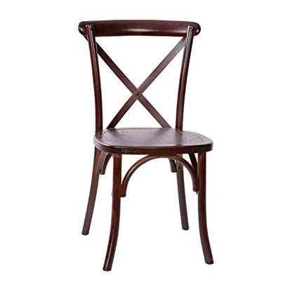 Merrick Lane Bardstown X-Back Bistro Style Wooden Dining Chair for Kitchens and Dining Rooms, High-Back Wood Stackable Kitchen Chair, Walnut - color: Walnut