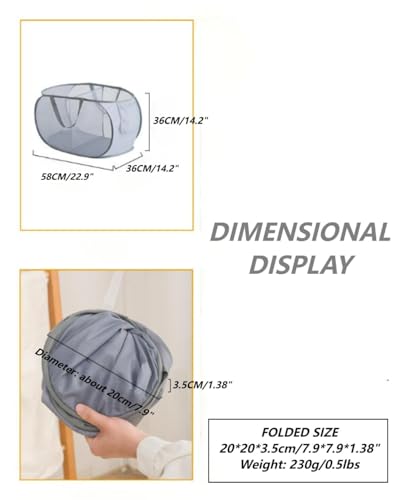 Collapsible Laundry Basket Foldable Pop-Up Mesh Hamper with Compartments and Handles Breathable Clothes Organizer Two Grids Navy Blue BLC733-01 - color: Navy Blue, size: 22.83'' * 14.17'' * 14.17''