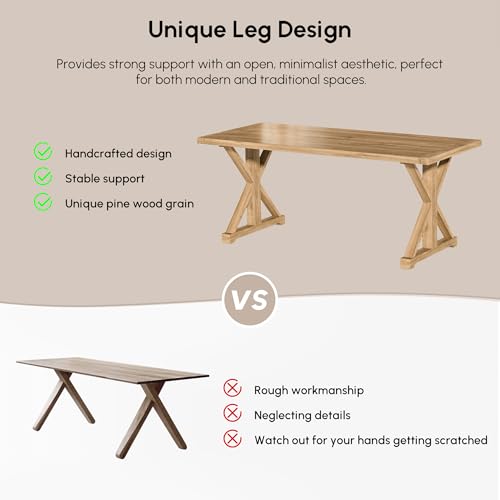 homary 70.9" Solid Wood Executive Desk, Rustic Farmhouse Home Office Desk with X-Trestle Base, Large Writing & Computer Table for Home Office, Study or Dining Space - size: 70.9"L x 31.5"W x 29.5"H