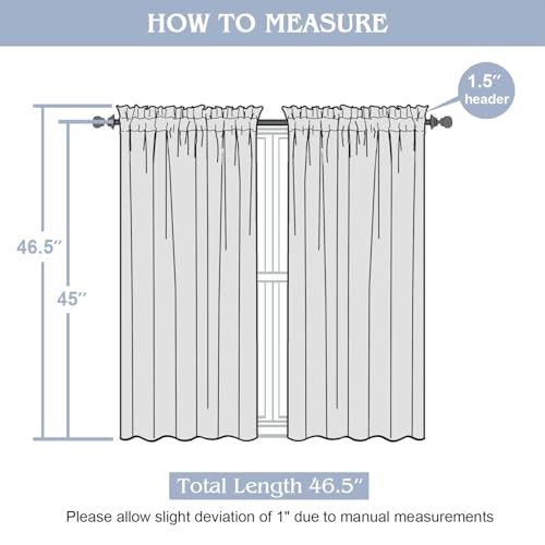 Gwine Sage Green Curtains 45 Inch Length 2 Panels, Light Filtering Leaf Clip Jacquard Textured Short Window Curtains, Rod Pocket Farmhouse Window Treatments Curtain for Bedroom Living Room, 42"Wx45"L - color: Sage Green, size: 42"W x 45"L (Pack of 2)