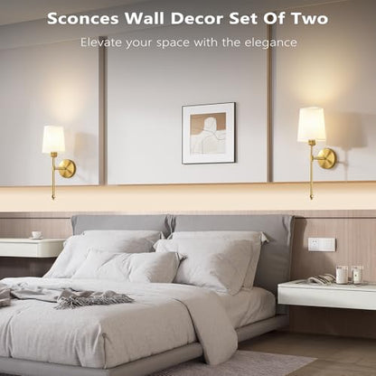 Battery Operated Wall Sconces Set of 2, Wireless Rechargeable Dimmable Wall Light with 5600mAh RGB Bulb and Remote for Bedroom, Living Room, Hallway, Gold, 24in - color: Gold, size: 24 Inch Set of 2
