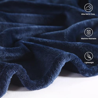 TASTHROW Navy Throw Blanket 60x80 Inches | Soft Plush Cozy Fleece Flannel Throw Blanket, Lightweight Warm Throws for Bed, Couch, Bedroom and Living Room, All Seasons - color: Navy, size: 60"x80"