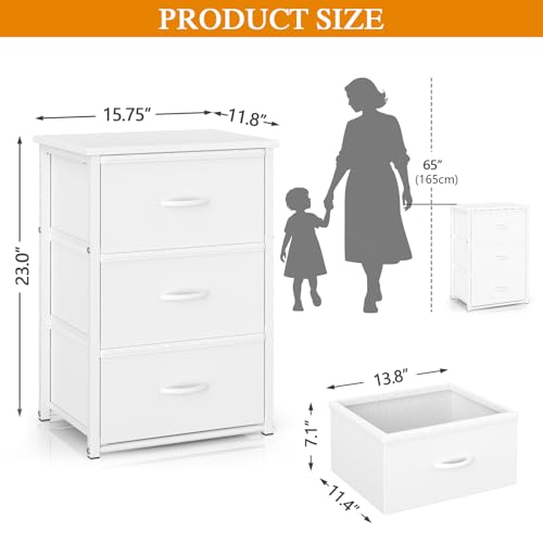 DAOUTIME 2-Pack Stackable Storage Drawers (6 Drawers Total), White Closet Organizer with Wooden Top & Metal Frame, Freestanding or Stackable Dresser for Bedroom, Living Room, Under Bed