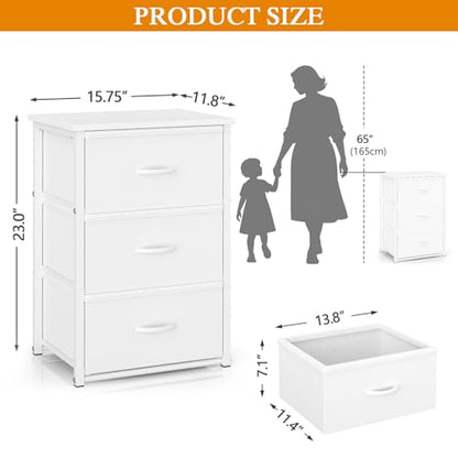 DAOUTIME 2-Pack Stackable Storage Drawers (6 Drawers Total), White Closet Organizer with Wooden Top & Metal Frame, Freestanding or Stackable Dresser for Bedroom, Living Room, Under Bed