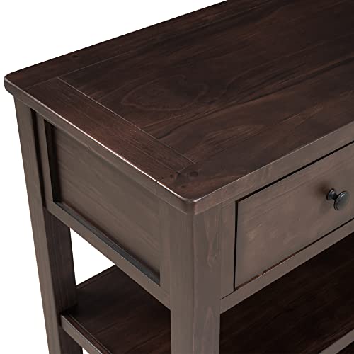 Modern Console Table, Pine Solid Wood Sofa Table with 3 Drawers and 2 Shelves, Entryway Table Sideboard Buffet Table for Living Room, 220 LBS Weight Capacity, Easy Assembly (Espresso-1) - color: Espresso-1