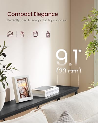 VASAGLE Console Sofa Table, Narrow Entryway Table, for Living Room, Bedroom, Easy Assembly, Charcoal Gray and Ink Black ULNT020B04 - color: Charcoal Gray + Ink Black, size: 9.1"D x 47.2"W x 29.1"H