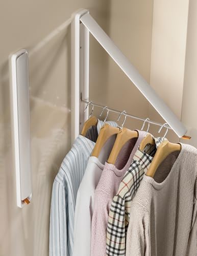 Dr.DJ Clothes Drying Rack, Wall-Mounted Retractable & Foldable Clothes Hanger for Laundry Room Organization and Storage, Clothes Hanger Rack for Dorm, Closet, Balcony(1 Pack, White) - color: White 1pack
