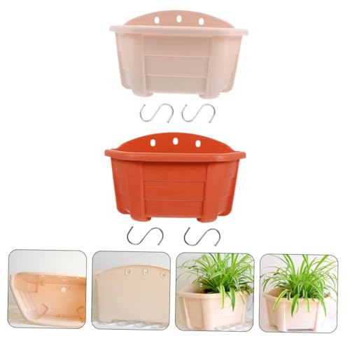 POPETPOP 2Pcs Modern Half Dome Hanging Planters for Use Durable Flower Pots Beige White Brick Red for Wall Balcony and Garden Decor
