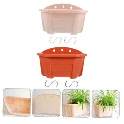 POPETPOP 2Pcs Modern Half Dome Hanging Planters for Use Durable Flower Pots Beige White Brick Red for Wall Balcony and Garden Decor