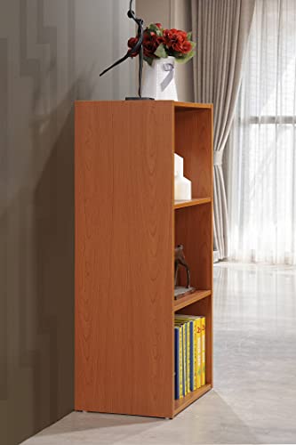 Hodedah Import 3 Shelf Bookcase, Cherry - color: Cherry, size: 3-Shelf