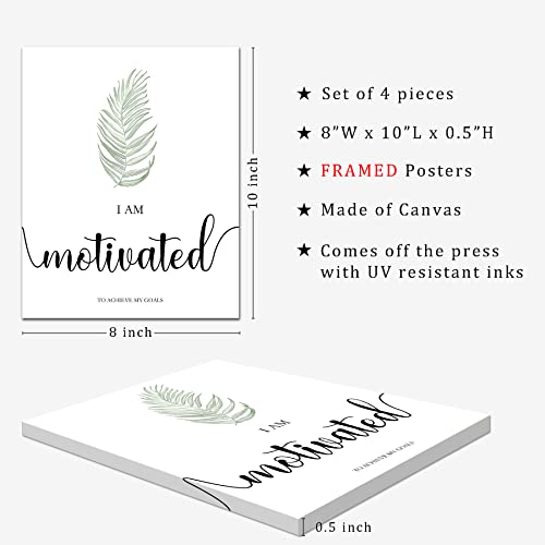 Drsoum Inspirational Framed Wall Art Boho Botanical Plant Wall Decor Motivational Quote Office Study Living Room Bedroom Decor Set of 4 8x10 inch (Wooden Frames) - color: Blessedy-Worthy-Happy-Motivated, size: 8''x 10''x 4pcs