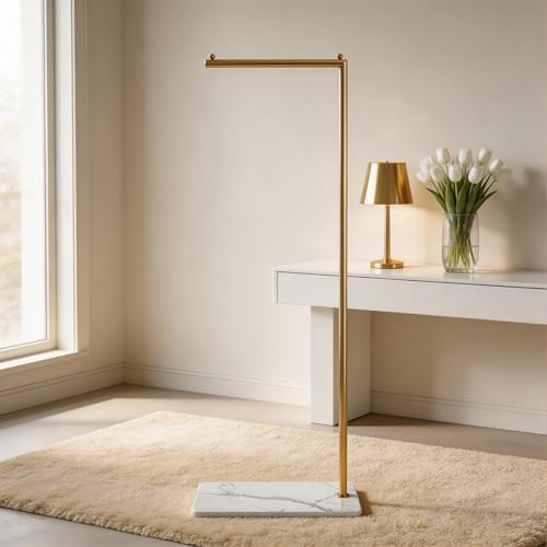 Gold Clothing Rack with Marble Base,Freestanding Garment Rack for Hanging Clothes,Modern Coat Rack, Minimalist Clothes Rack for Small Spaces,Bedroom,Entryway,Boutique Display (Gold)